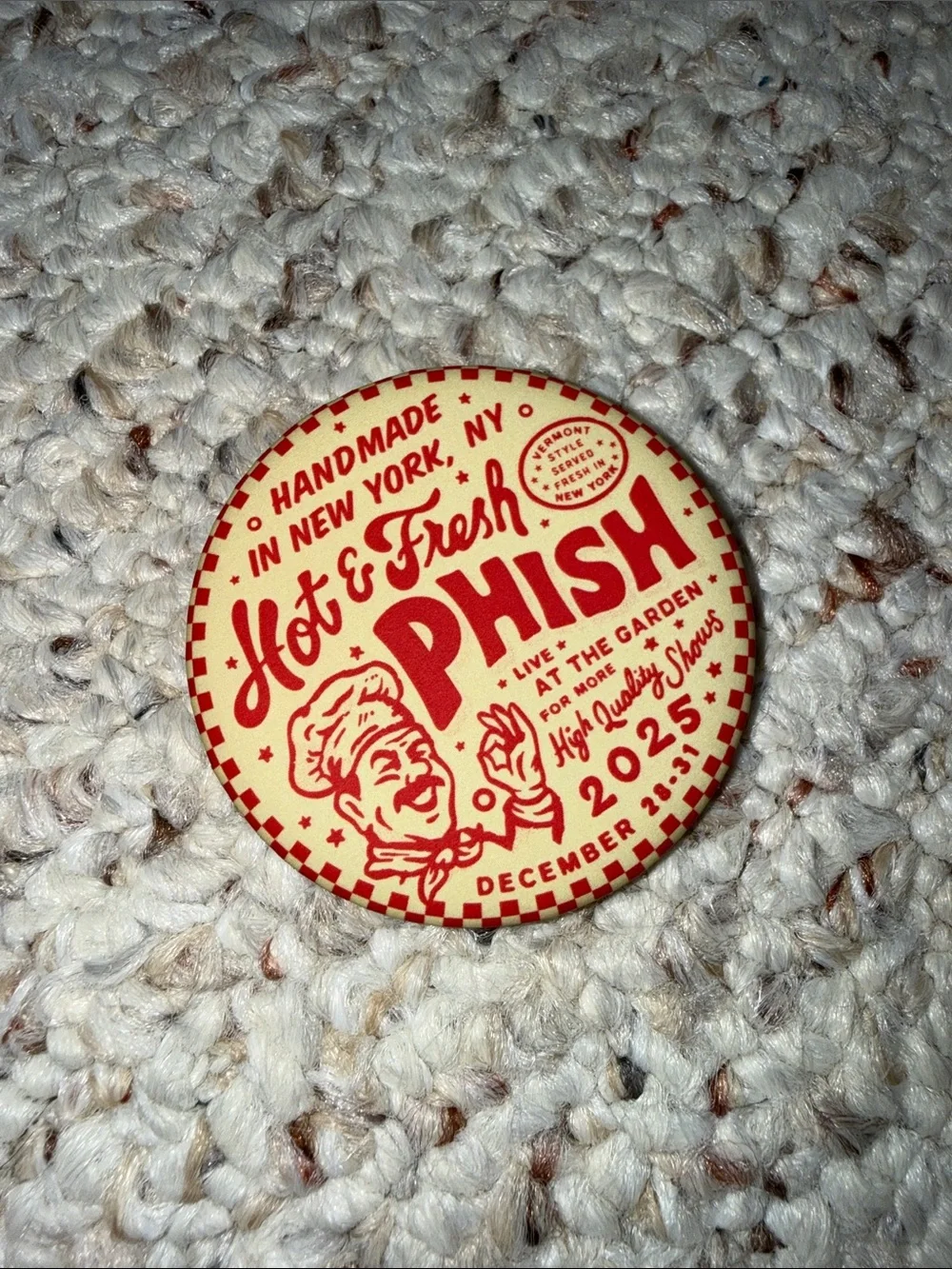 Phish msg Madison square garden nyc 2025 new years  pizza Button dry goods